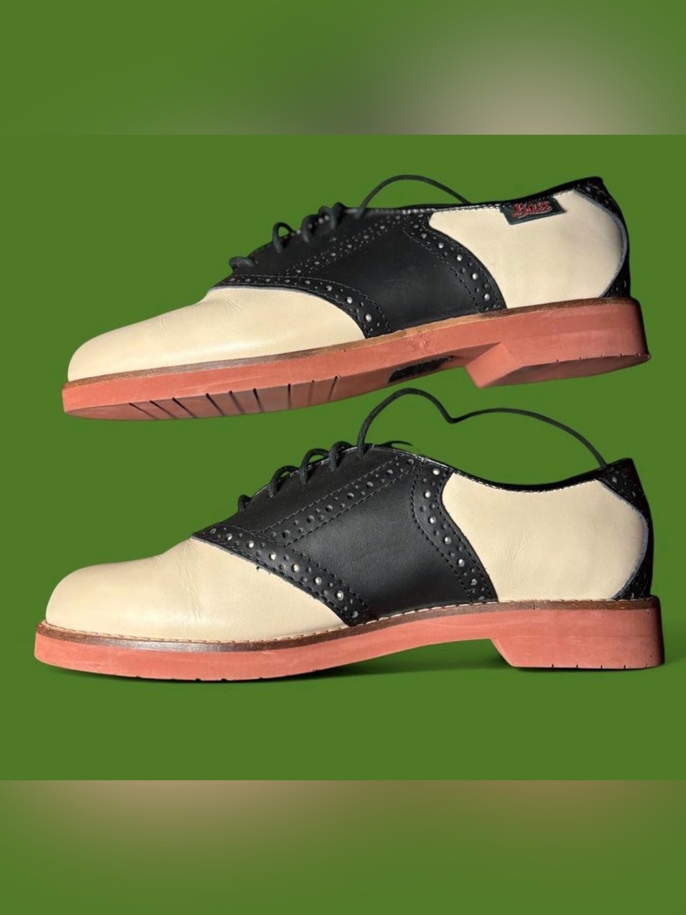 GH bass vintage women’s 6.5 black and cream saddle shoes